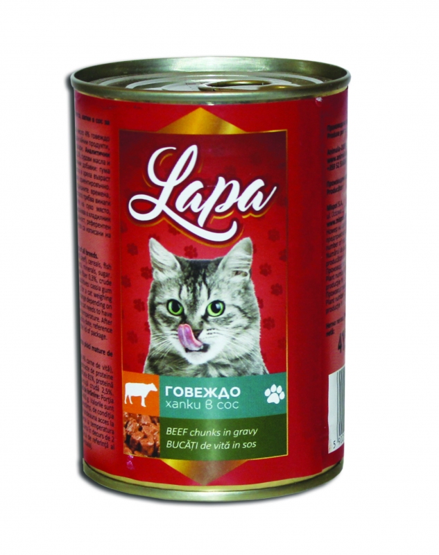 Консерва- храна за котки Lapa- говеждо 410 гр.