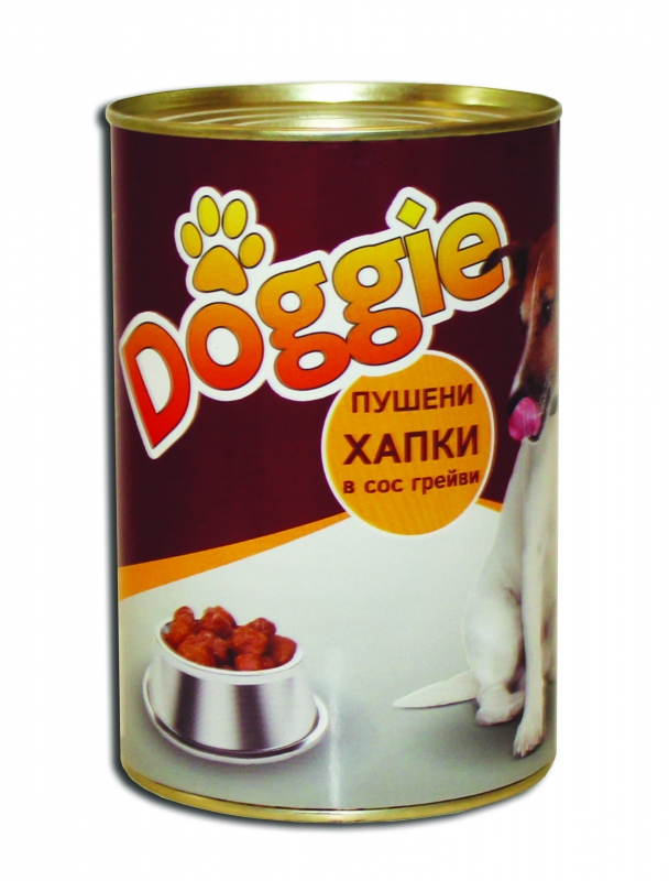 Консерва за кучета- хапки в сос Доги - пушени хапки в сос