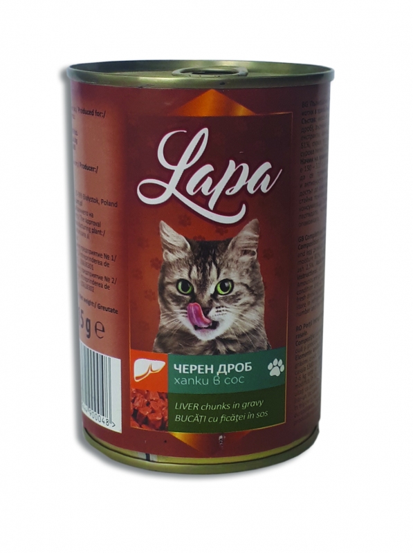 Консерва- храна за котки Lapa черен дроб 410гр