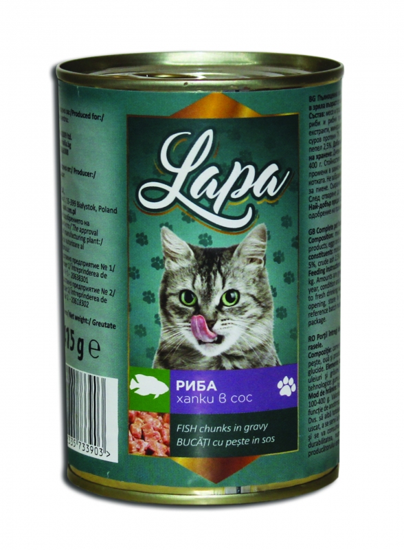Консерва- храна за котки Lapa- риба 410 гр.