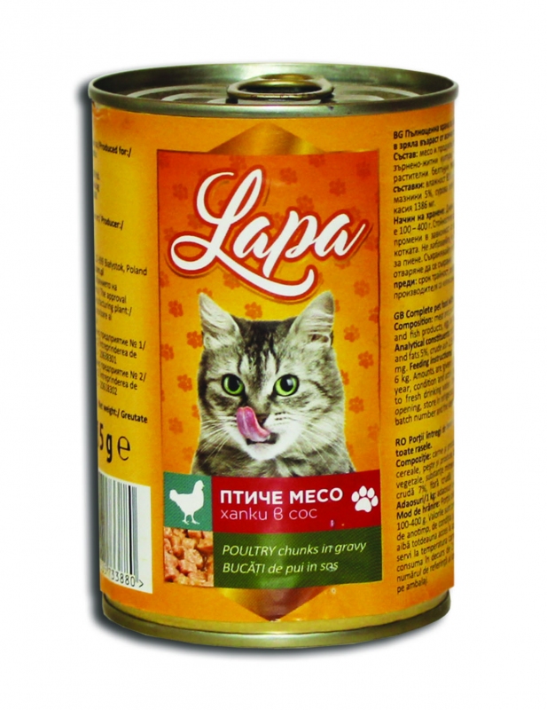 Консерва- храна за котки Lapa- пиле 410гр